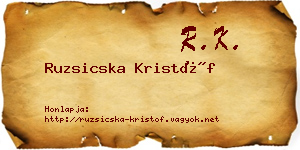 Ruzsicska Kristóf névjegykártya